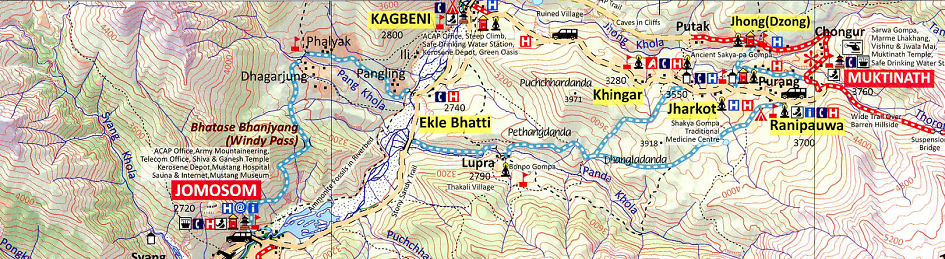 Trekking Map of Muktinath and Annapurna Circuit