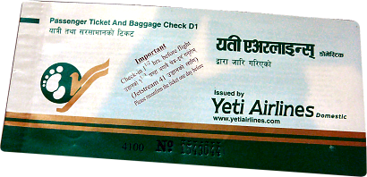 Domestic Airplain Ticket Yeti Airlines